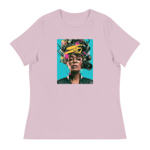 Creative Girl women's relaxed fit t-shirt in light violet with colorful portrait graphic